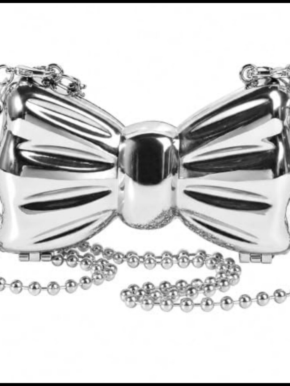 Mini Bow Clutch Crossbody Bag Metal Evening Purse Detachable Chain